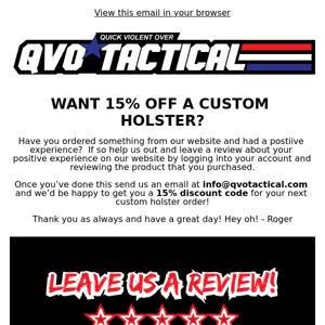 Want 15% OFF? - QVO Newsletter 127