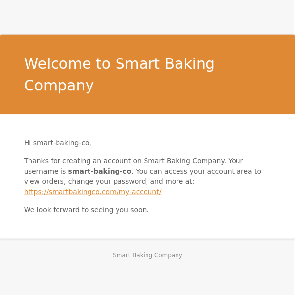 Your Smart Baking Company account has been created!