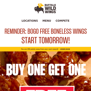 Saucy Reminder: Tomorrow is BOGO Thursdays 👏