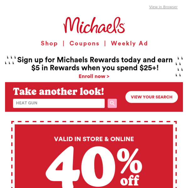 40% Off Michaels Coupon, Promo Codes, Deals