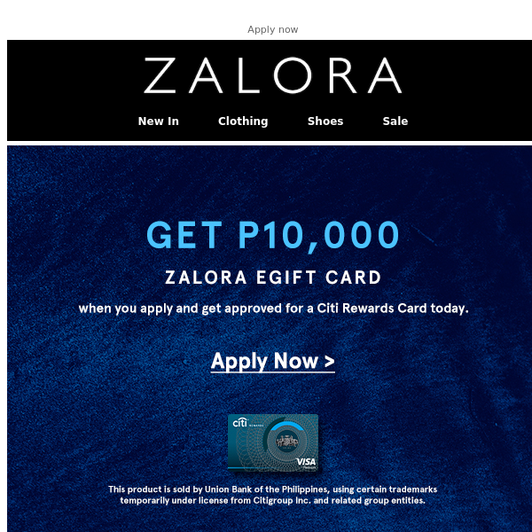 Citibank: Get P10,000 ZALORA E-Gift Card! 💳