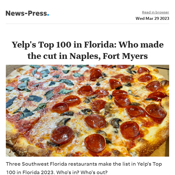 News alert: Yelp's Top 100 in Florida: Who made the cut in Naples, Fort Myers