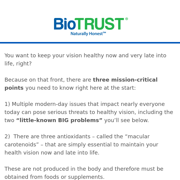 Two Little-Known BIG PROBLEMS Impacting Healthy Vision