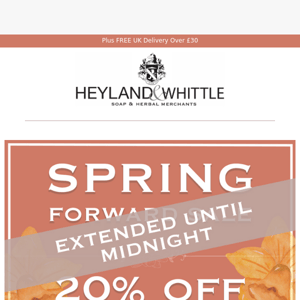 20% OFF Site-wide EXTENDED until midnight! Spring ☀️ Sunshine Exclusive