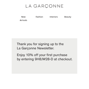 Welcome to La Garçonne + 10% Off Your First Order!