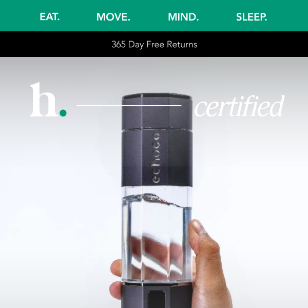 Healf Certified Echo Go+ Hydrogen Water Bottle