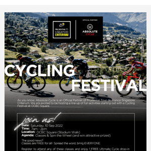 Join Absolute at the Tour de France Cycle Festival!