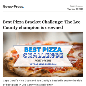 News alert: And the winner is: See who won Lee County Best Pizza Bracket Challenge