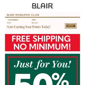 Blair, ⚠️ EXCLUSIVE! 50% Off Everything & FREE Shipping, NO Min. is Disappearing F-A-S-T!