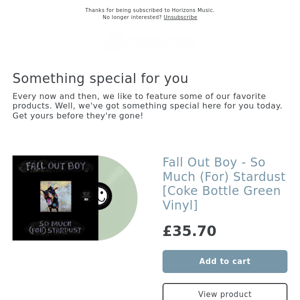 NEW! Fall Out Boy - So Much (For) Stardust [Coke Bottle Green Vinyl]
