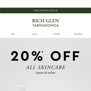 20% off ALL skincare! 🌿