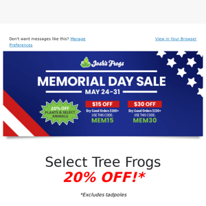 Joshs Frogs, these tree frogs are 20% OFF!