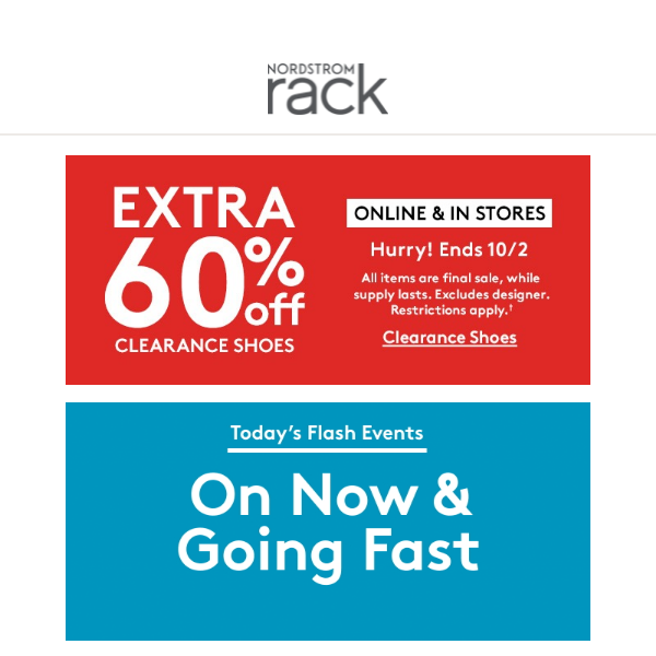 EXTRA 60% OFF Clearance Shoes Online & In Stores | And More!