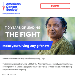 American Cancer Society, the moment has arrived