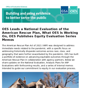 OES Leads a National Evaluation of the American Rescue Plan and Publishes Equity Evaluation Series Memos