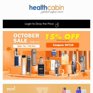 Get Ready to Save - 15% OFF Sitewide on Healthcabin October Sale!