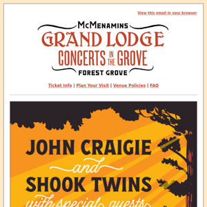 NEW show: John Craigie and Shook Twins!