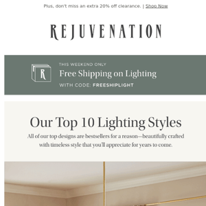 Our top lighting collections ship FREE this weekend only