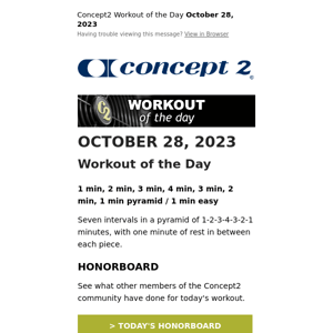 Workout of the Day: October 28, 2023