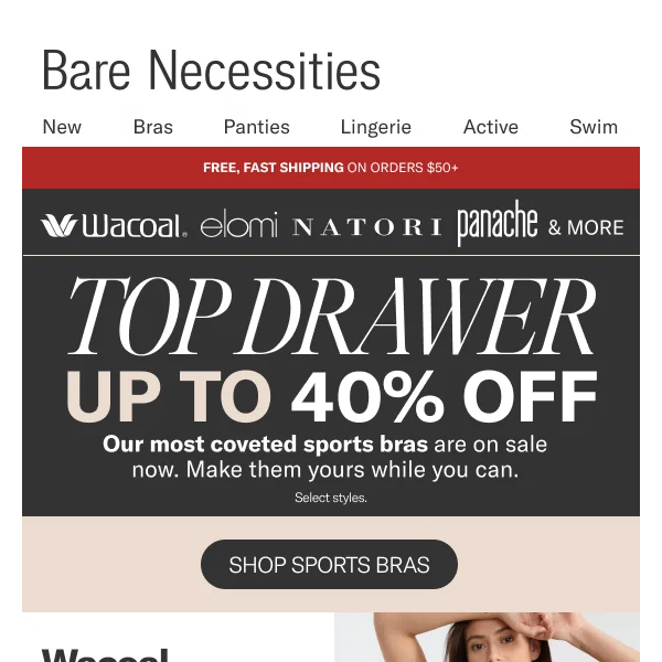 Up To 40% Off Sports Bras  Top Drawer Event - Bare Necessities