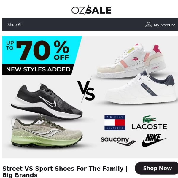 NEW! Street vs Sports Footwear Up To 70% Off