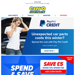 Unexpected Car Parts Costs This Winter? | Spend & Save With Up To £10 Off*