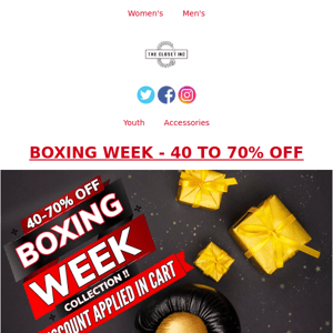 😎40-70% OFF !! 🥊BOXING WEEK SALES ON NOW!!👍