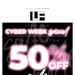 Take an EXTRA 50% OFF SALE!