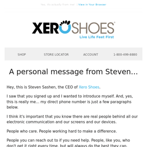 A personal message from the Xero Shoes CEO...