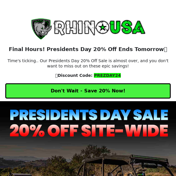 Presidents Day Sale - Ends Tomorrow!