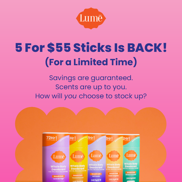 🙌 5 for $55 Sticks is BACK! 🙌