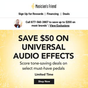 Save $50 on Universal Audio effects