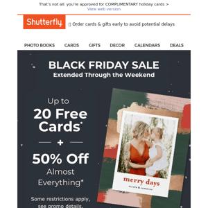 You're due for FREE cards + HUGE 50% off deals