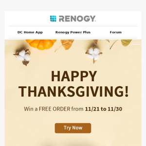 Win a Thanksgiving Free Order Prize!