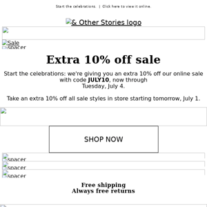 Extra 10% off SALE