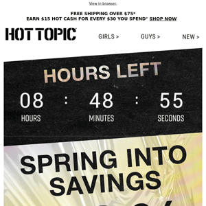 Tick tock ⏱️ Final hours to Spring into Savings