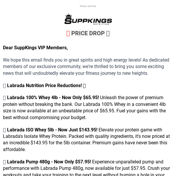 🔥 Exciting News: Price Drops on Labrada Nutrition Products at SuppKings VIP! 🔥