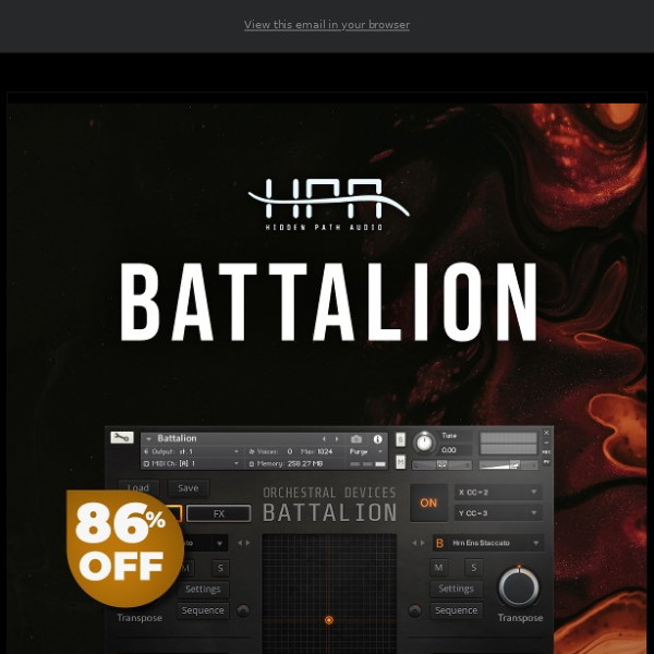 🕑 FINAL CALL: 86% Off Battalion by Hidden Path Audio