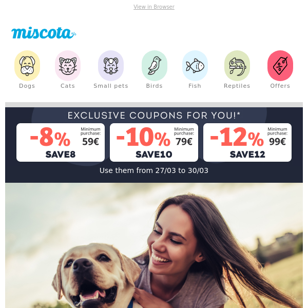 Miscota 💸 You have three discount coupons for you inside this mail