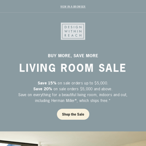 Save up to 20% during the Living Room Sale!