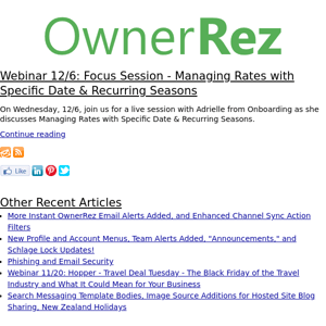 The OwnerRez Blog - Webinar 12/6: Focus Session - Managing Rates with Specific Date & Recurring Seasons