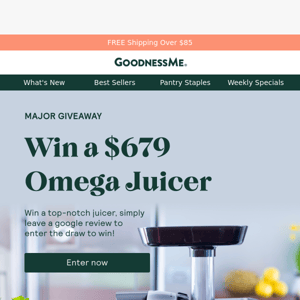 Win a $679 Omega Juicer now!