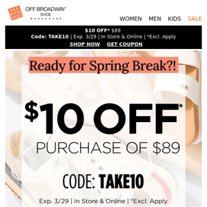 Save $10 on spring break essentials