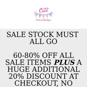 GET AN EXTRA 20% OFF SALE STOCK