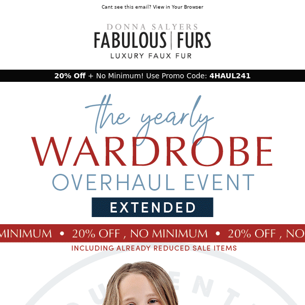 EXTENDED: Wardrobe Overhaul Event Starts Now! 20% Off + No Minimum!