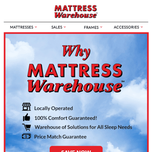 Savings up to 70% at your local Mattress Warehouse