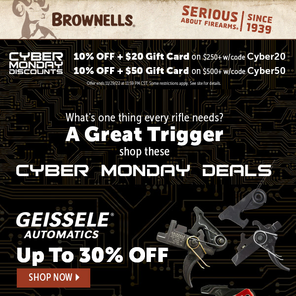 Cyber Monday savings on great triggers