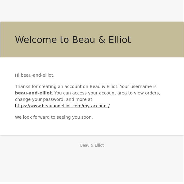 Your Beau & Elliot account has been created!