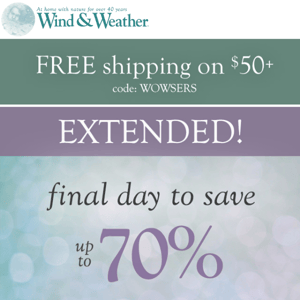 FREE Ship Extended! (up to 70% off too!)