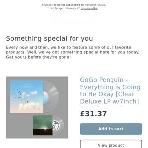 OUT NEXT WEEK! GoGo Penguin - Everything is Going to Be Okay [Clear Deluxe LP w/7inch]